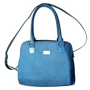 BAGGALLINI Natalie Satchel Teal Embossed Convertible Crossbody Organizer Handbag